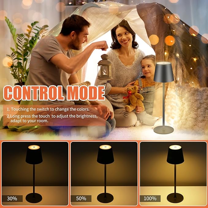 BGFHome Cordless Table Lamp LED Desk Lamp,5000mAh Rechargeable Touch Night Light Lamp,Wireless Minimalist Design for Restaurant/Bedroom/Bars/Outdoor Party/Camping/Coffee Shop(Black) - LeafyLoom