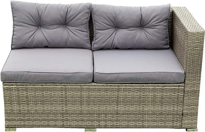 4 Piece Outdoor Furniture Set Wicker Rattan Patio Sectional Sofa with Storage Box and Table for Garden, Backyark, Porch Deck, Balcony, Grey - LeafyLoom