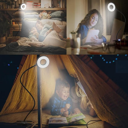 KBG Desk Lamp Clip on Light, 3 Color Modes & 10 Brightness Flexible Gooseneck Desk Lamp, Eye Protection Desk Light for Kids Reading Book in Bed at Night Clip on Table, Computer, Zoom Meetings - LeafyLoom