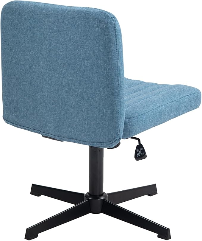 Panana Office Chair Fabric Padded Seat Armless Desk Chair Swivel Computer Task Chair Mid-Back No Wheels Accent Chair (Blue) - LeafyLoom