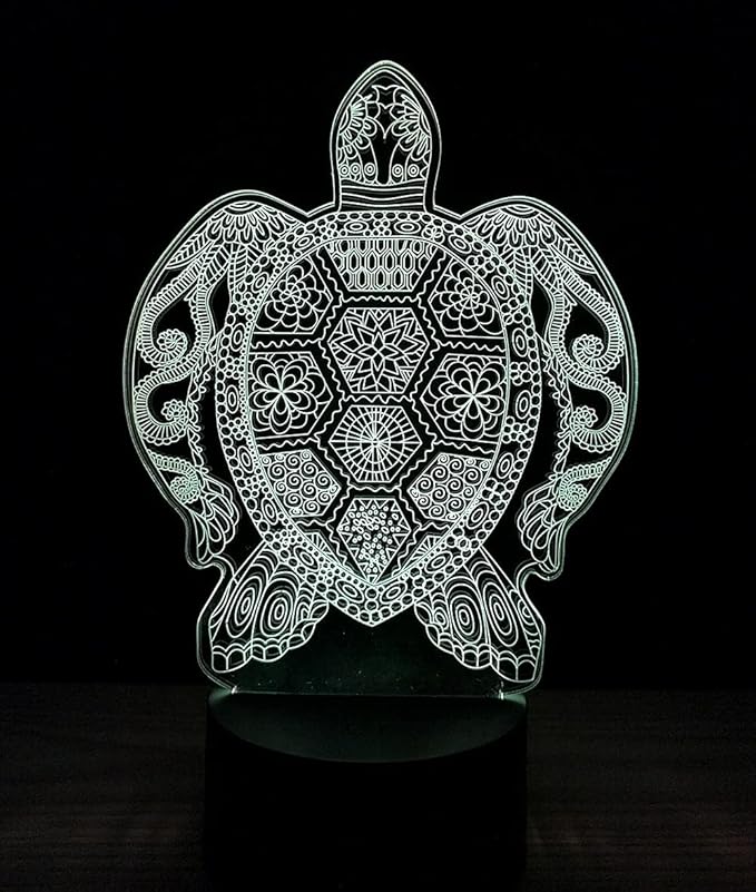 3D Optical Illusion LED Night Light ,Acrylic Boy Girl Kids Baby Sleep Desk Lamp Touch Control 7 Color Change USB Powered for Home Decorations or Holiday Gifts (Sea Turtle) - LeafyLoom