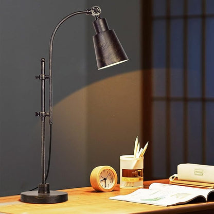 Metal Desk Lamp Rustic Task Lamp Black Adjustable, Industrial Style Lamp with On/Off Switch, Vintage Work Lamp, Reading Lamp for Bedroom, Study Room &Office, ETL Certificate. (Black01-3S) - LeafyLoom