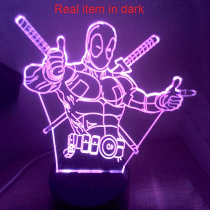 VALEN 3D Desk lamp Acrylic Deadpool Night Light 7 Color Change Furniture Decorative Colorful Gift Household Accessories Boy Toys - LeafyLoom