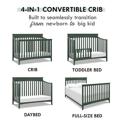 DaVinci Grove 4-in-1 Convertible Crib in Forest Green, Greenguard Gold Certified - LeafyLoom