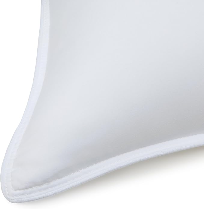 Amazon Basics Down Alternative Bed Pillow, Medium Density for Back and Side Sleepers, Standard, 26 x 20 Inch - Pack of 2, White - LeafyLoom