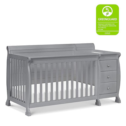 DaVinci Kalani 4-in-1 Convertibe Crib and Changer Combo in Gray - LeafyLoom