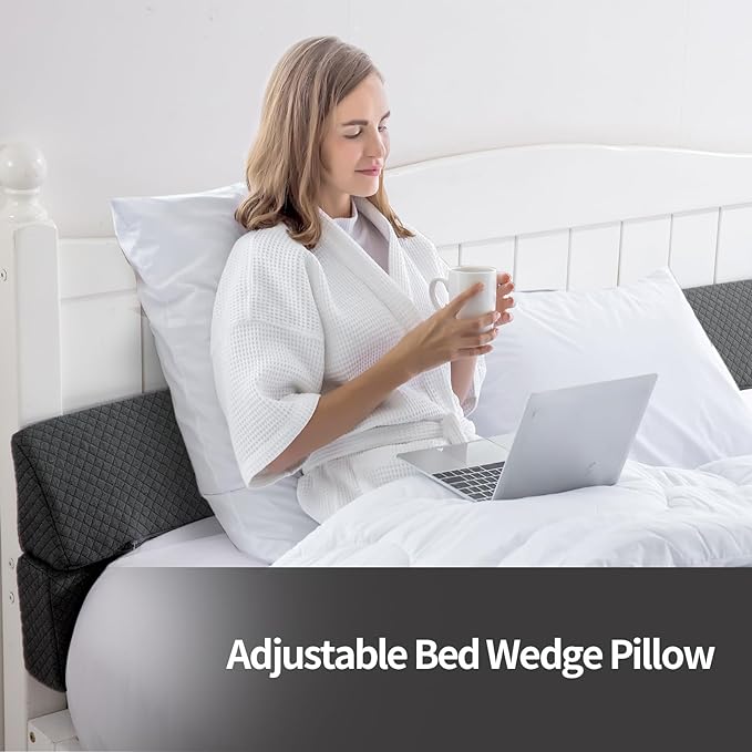 Pillow Wedge for Headboard Gap,Bed Gap Filler King Size,Foldable Bed Wedge Pillow for Headboard,Grey Bed Wedge Gap Filler,Foam Mattress Gap Filler,76"x6"x6" - LeafyLoom