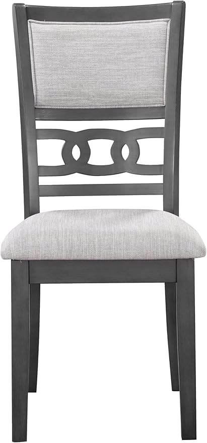 New Classic Furniture Gia Dining Chair (Set of Six), Light Gray Fabric Upholstered Seat & Back Rest, Gray - LeafyLoom