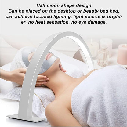 Half Moon Desk Lamp, 3000K to 6000K Dimmable LED Half Moon Light with 28 Inch Lamp Holder, Desktop Half Moon Fill Light for Nail Art Beauty Skincare Lash Extension Tattoo (US Plug) - LeafyLoom