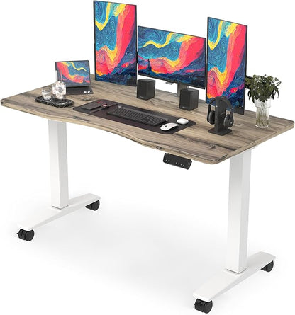 Monomi Height Adjustable Electric Standing Desk, 55 x 28 Inches Stand up Desk, Sit Stand Home Office Computer Desk, Maple - LeafyLoom