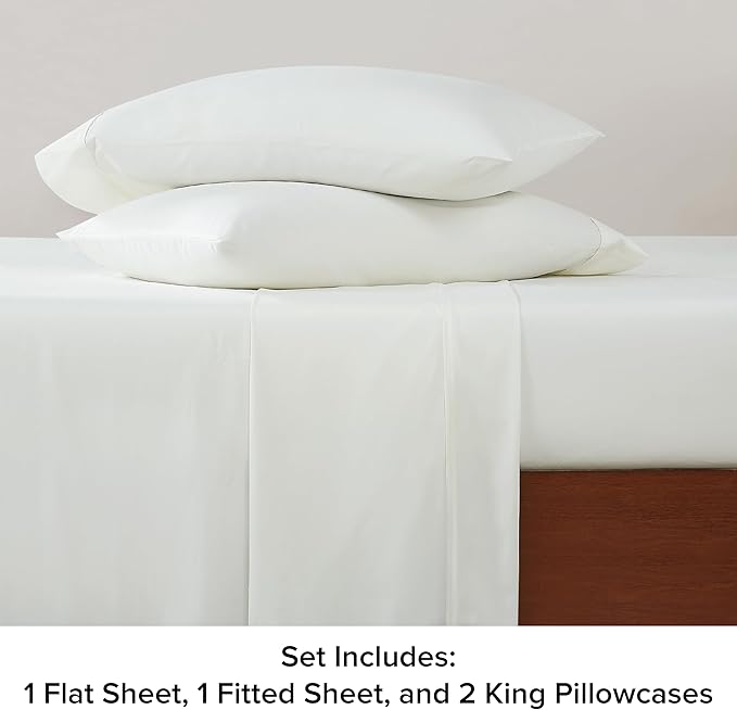 UGG 01327 Alahna King Bed Sheets and Pillowcases 4-Piece Set Sleep in Luxury Machine Washable Deep Pockets Wrinkle-Resistant Breathable Cozy Comfort Silky Cooling Sheets, King, White - LeafyLoom