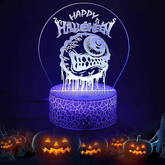 Halloween Decorations Limited Edition Scary Eyeball Decoration Indoor, Desk Visual 3D Lamp Night Light with Remote, Multiple Colour & Flashing Modes and Brightness Adjusted - LeafyLoom