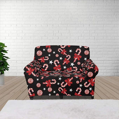 FKELYI Christmas Easy Going Stretch Sofa Slipcover Candy Cane Sofa Couch Cover Non-Slip Sofa Slipcovers Washable Furniture Protector S FKELYI