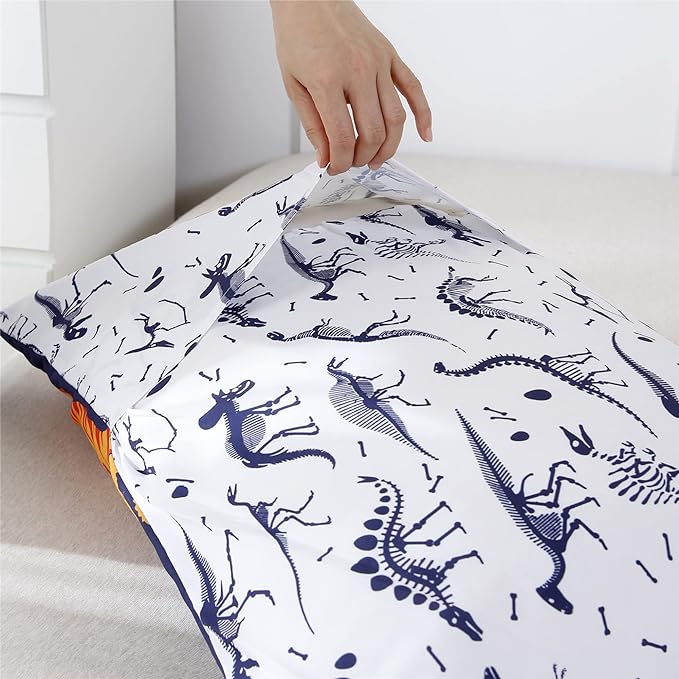 RYNGHIPY Cartoon Dinosaur Comforter Set, Dark Blue Dinosaur Kids Bedding Set for Boys, Dinosaurs Print Comforter Sets for Kids/Toddlers/Teens (Dinosaur,Twin) - LeafyLoom