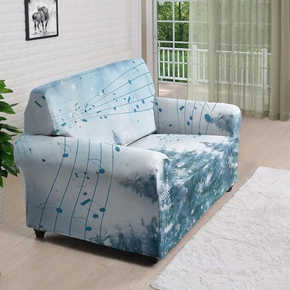 FKELYI Blue Christmas Tree Easy Going Stretch Sofa Slipcover Snow Sofa Couch Cover with Elastic Bottom Stretch Sofa Slipcovers M FKELYI