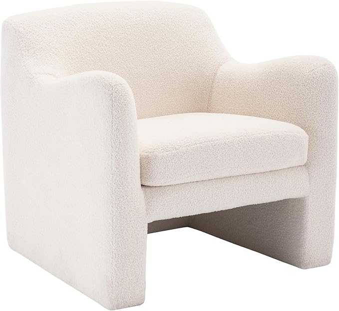 COLAMY Sherpa Accent Chair for Living Room,Living Room Chair,Comfy Accent Armchair with Back,Modern Accent Leisure Chair for Living Room Bedroom Reception Waiting Room, Cream - LeafyLoom