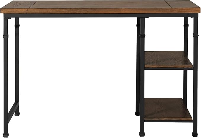 Linon Rhett Two Shelf Desk, Black - LeafyLoom