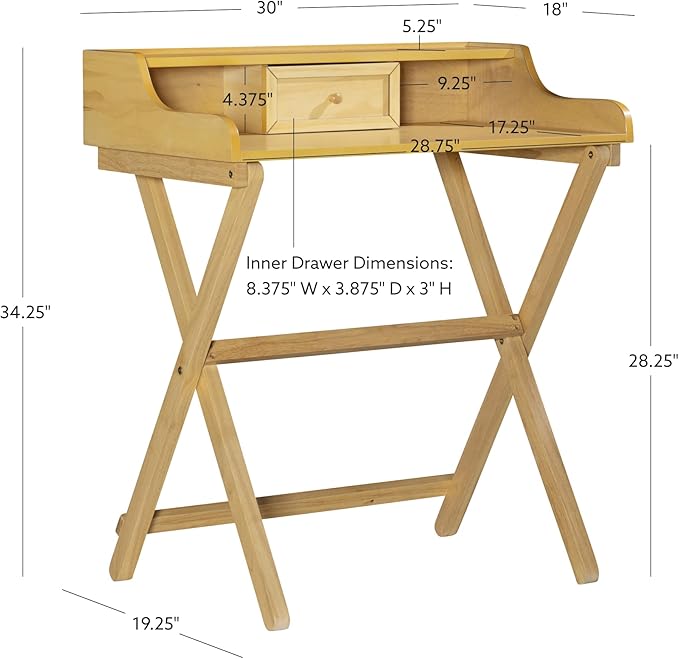 Linon Mable Folding Desk, Natural - LeafyLoom