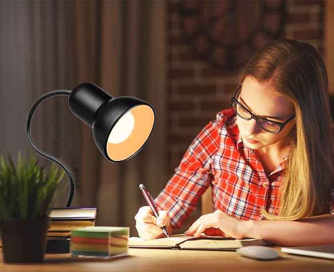 Desk lamp, 360°Rotation Clip on Lamp, Clip On Reading Light, Gooseneck Lamp-On Cable, Portable Clip on Light/Reading Book Light/Clamp Light, Eye-Caring Study clamp for Bedroom Office Home Lighting - LeafyLoom