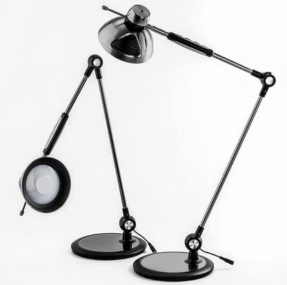 OTUS Desk Lamp Gesture Control, LED Architect Desk lamp for Home Office, Adjustable Metal Swing Arm, Tall Task Light for Drafting or Bedside Table Reading, 12 Brightness, 3 Touch Eye-Caring Modes - LeafyLoom