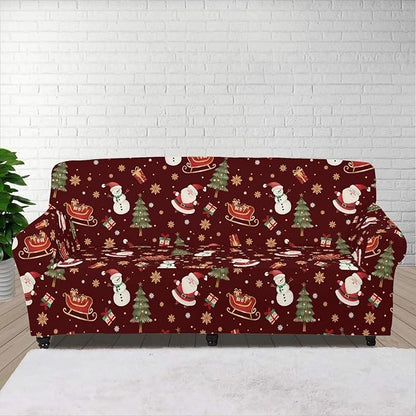 FKELYI Red Christmas Sofa Couch Cover for Indoor Non-Slip Furniture Protector Easy Going Stretch Sofa Slipcover Washable Sofa Slipcovers XL FKELYI