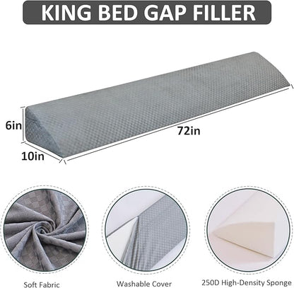 Wedge Pillow for Headboard - King Size Bed Wedge Pillow Headboard, Bed Wedge Gap Filler, Pillow Wedge for Headboard Gap - Fill The Gap (0-8") Between Headboard and Mattress (76"x10"x6") - LeafyLoom