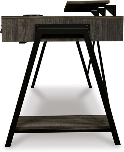 Signature Design by Ashley Barolli Home Office Gaming Desk with Multiuple LED Back Lights, Grayish Brown - LeafyLoom