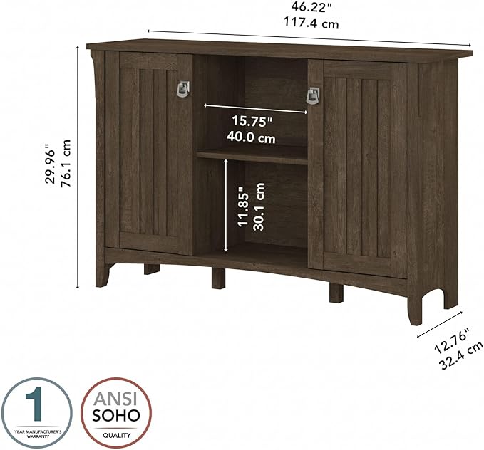 Bush Furniture Salinas Accent Storage Cabinet with Doors in Ash Brown - LeafyLoom