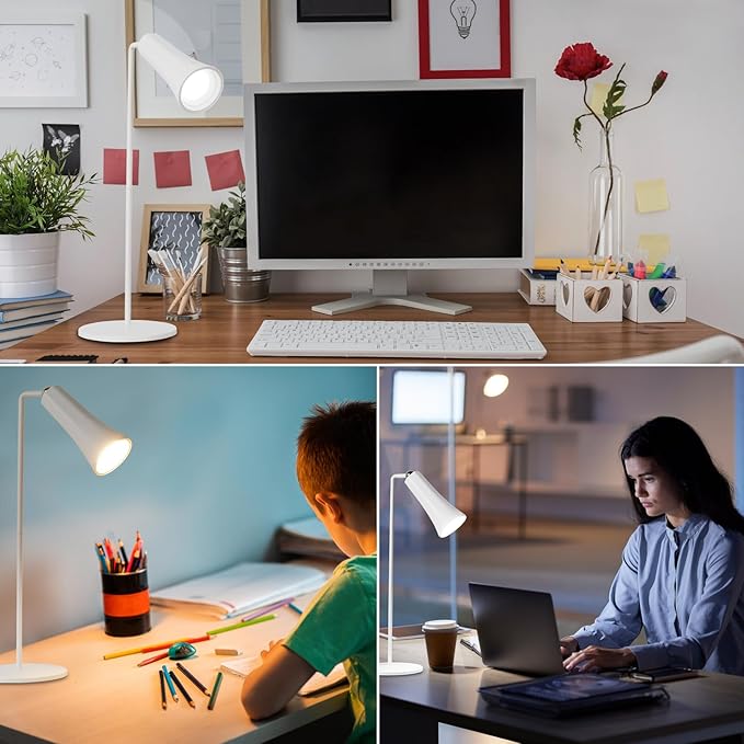 LED Desk Lamp, Cordless Rechargeable Table Lamp with 3 Brightness Levels, Dimmable, Removable Touch Lamp for Reading Bedroom Home Office Study(white) - LeafyLoom