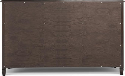 SIMPLIHOME Connaught Low Storage Cabinet, 60 inch, Chestnut Brown - LeafyLoom