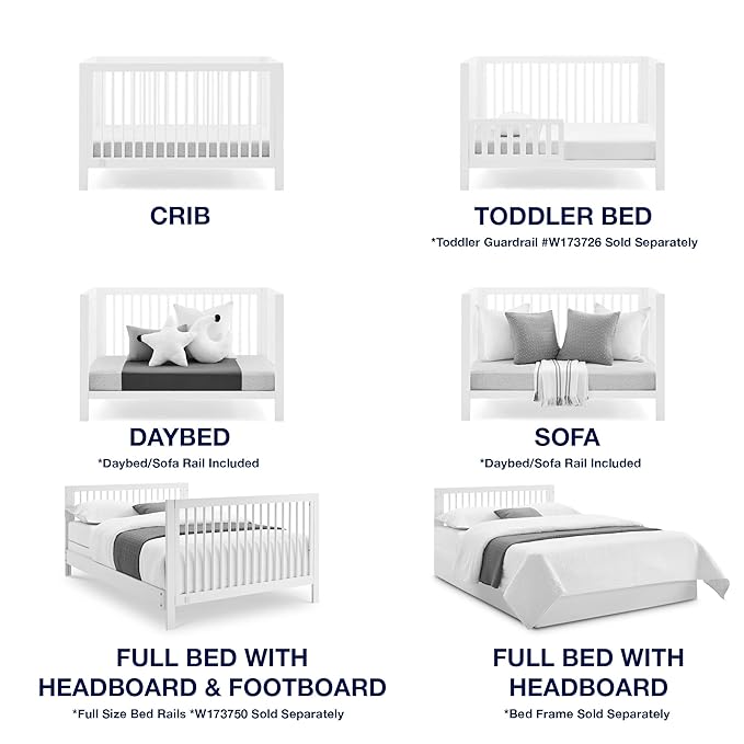 babyGap by Delta Children Charlie 6-in-1 Convertible Crib TrueSleep Crib and Toddler Mattress (Bundle), Bianca White - LeafyLoom