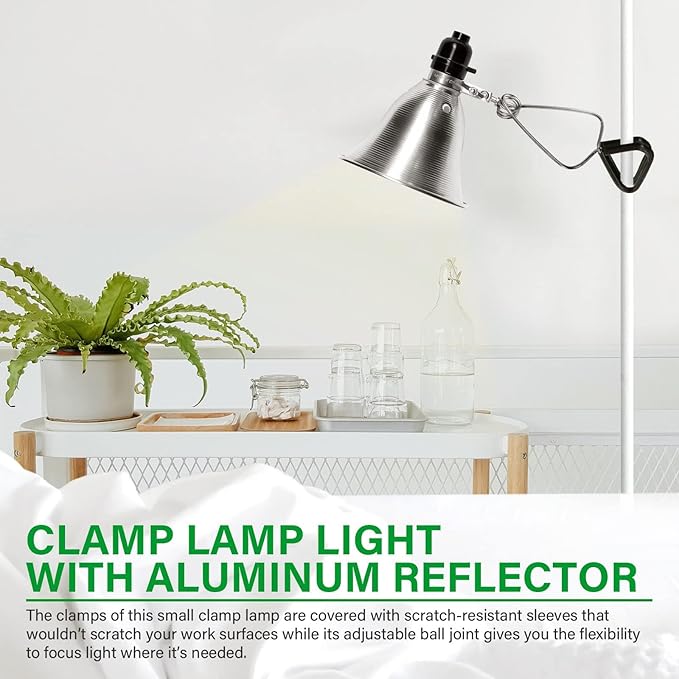 Simple Deluxe Clamp Lamp Light 60 Watt with 5.5 Inch Aluminum Reflector (no Bulb Included), 6 Feet Cord, 1 Pack, Black, New Version - LeafyLoom