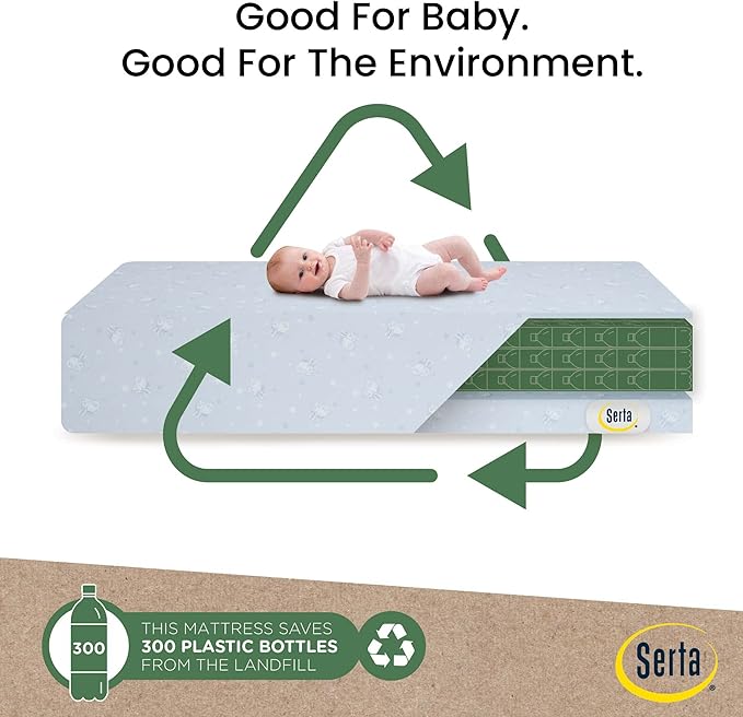 Delta Children Heartland 4-in-1 Convertible Crib Infant Changing Table with Pad + Serta Perfect Start Crib Mattress, Bianca White - LeafyLoom