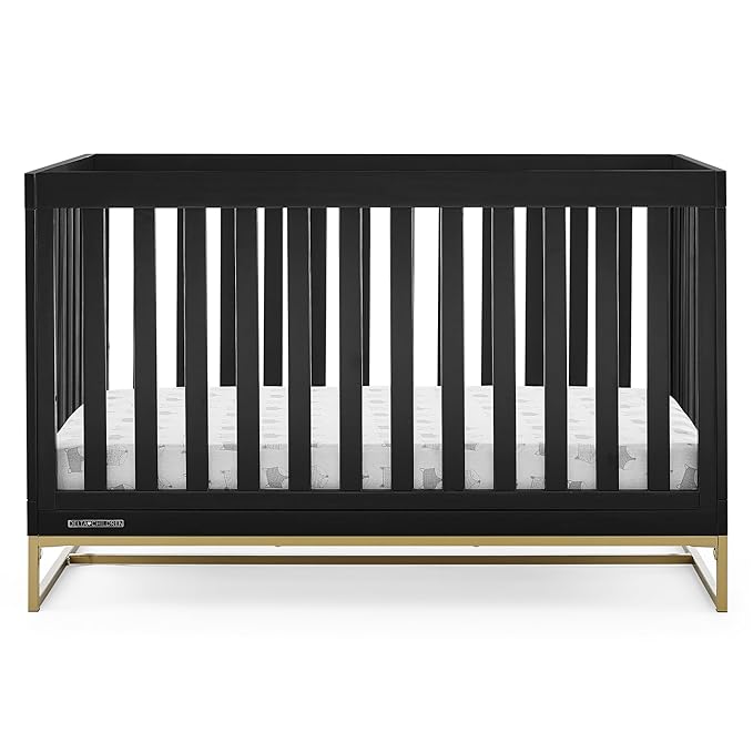 Delta Children Jade 4-in-1 Convertible Crib - Greenguard Gold Certified, Ebony/Bronze - LeafyLoom