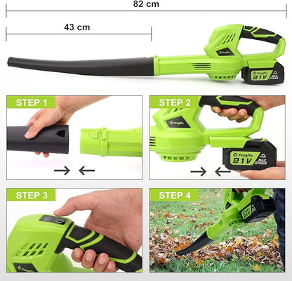 YOUGFIN Cordless Leaf Blower,21V Battery Powered Leaf Blower for Lawn Care, Electric Lightweight Mini Leaf Blower (Battery & Charger Included) - LeafyLoom