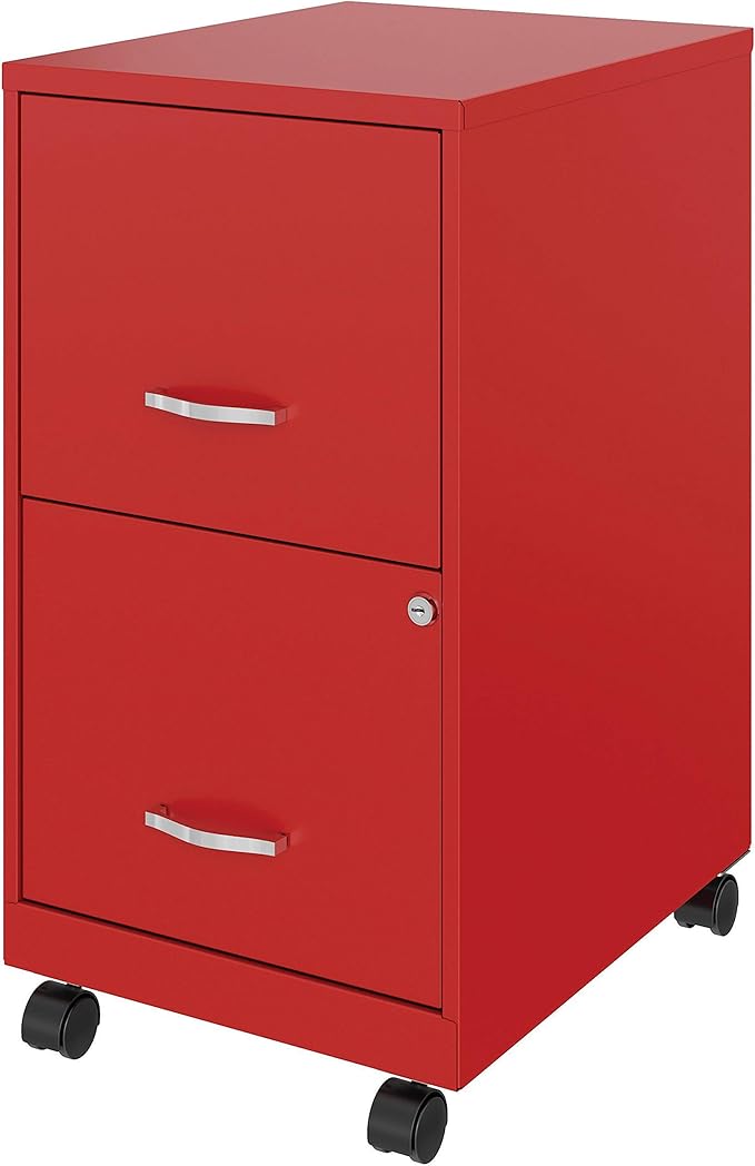 LYS SOHO File/File Mobile File Cabinet, Red - LeafyLoom