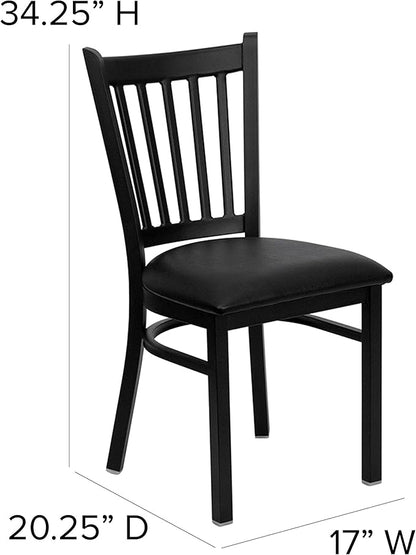 Flash Furniture HERCULES Series Black Vertical Back Metal Restaurant Chair - Black Vinyl Seat - LeafyLoom