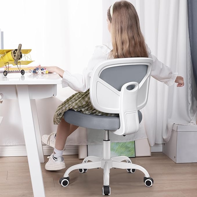 Primy Kids Desk Chair, Pink Study Chair for Boys Girls with Height Adjustable, Swivel Mesh Task Student Chairs for 4-12, Growing Teen Office Chair for Home/School/Office(Gray) - LeafyLoom