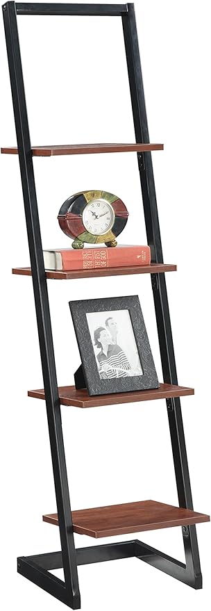 Convenience Concepts Designs2Go 4 Tier Ladder Bookshelf, Black / Cherry - LeafyLoom