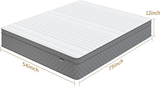 Full Mattress, 12 Inch Cooling-Gel Memory Foam and Pocket Spring Hybrid Mattress, Full Size Mattress in a Box, CertiPUR-US Certified, Medium Firm, Double Mattress - LeafyLoom