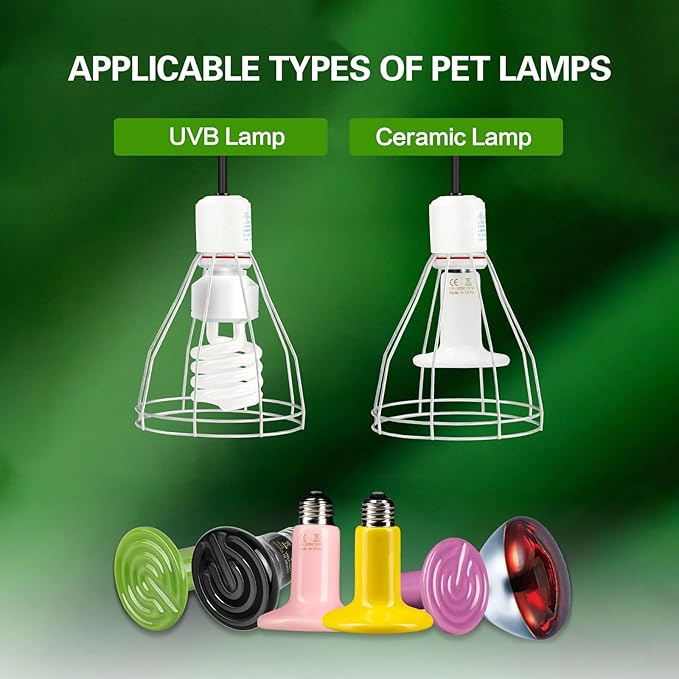 Simple Deluxe Clamp Lamp Light with Steel Cage Wire Grillup to 250W E26 Socket (No Bulb Included), 6' Cord, 2 Pack - LeafyLoom