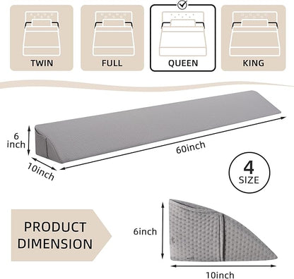 Bed Wedge Pillow for Headboard, Queen Size Headboard Pillow, Bed Gap Filler Close Gap (0-8") Between Mattress and Headboard (Queen) - LeafyLoom