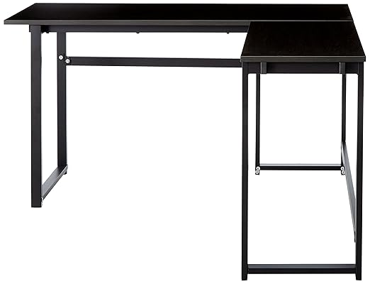 ZINUS Luke 53 Inch Black Metal Corner Desk / L-Shaped Computer Desk / Office Desk / Easy, Bolt Free Assembly - LeafyLoom