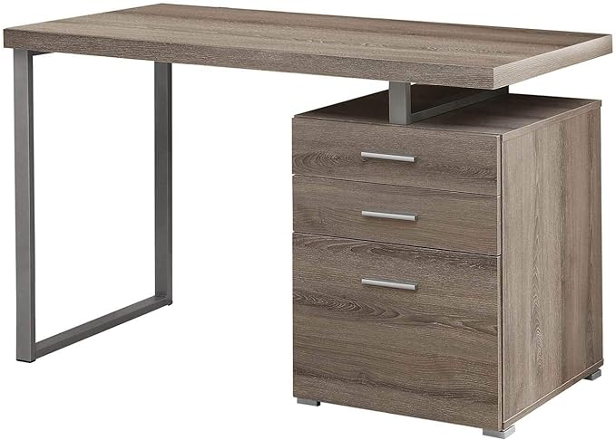 Monarch Specialties Computer Desk with File Cabinet-Left or Right Set-Up, 48" L, Dark Taupe - LeafyLoom