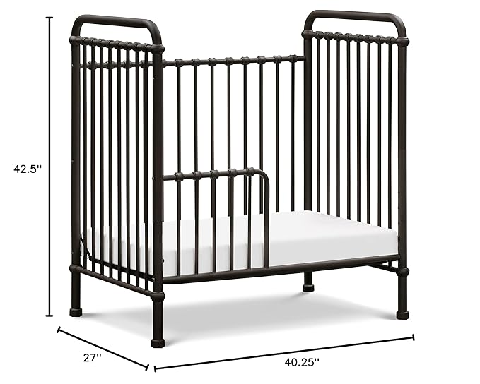 NAMESAKE Abigail 3-in-1 Convertible Mini Metal Crib in Vintage Iron, Greenguard Gold Certified - LeafyLoom