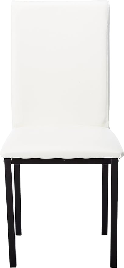 Roundhill Furniture Noyes Faux Leather Metal Frame Dining Chair, White - LeafyLoom