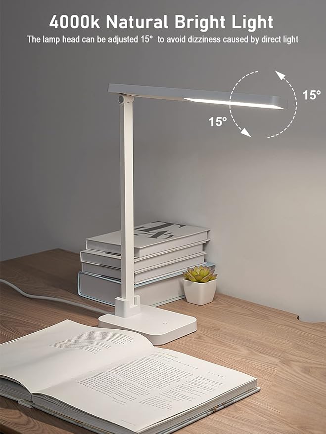 LED Desk Lamp, Dimmable Desk Light Touch Control with 4 Brightness Level, Eye Caring Reading Lamp, Desk Lamps for Home Office, Foldable Table Lamp for Study Dorm School students college Gifts - LeafyLoom