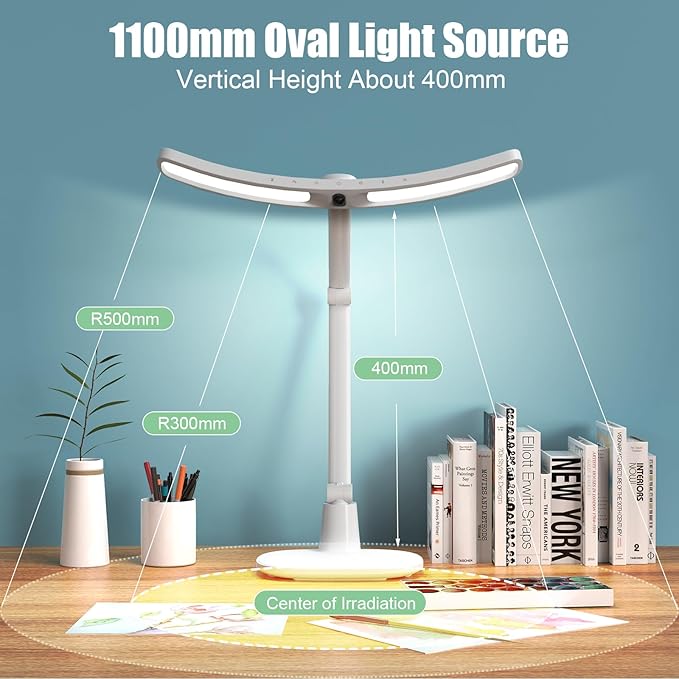 LED Desk Lamp for Home Office, Touch Desk Light Eye-Caring Table Lamp Dimmable with Monitor Sensor Adjustable Swing Arm Desk Lamp for Working Studying Reading Study Ultrawide Bright - LeafyLoom