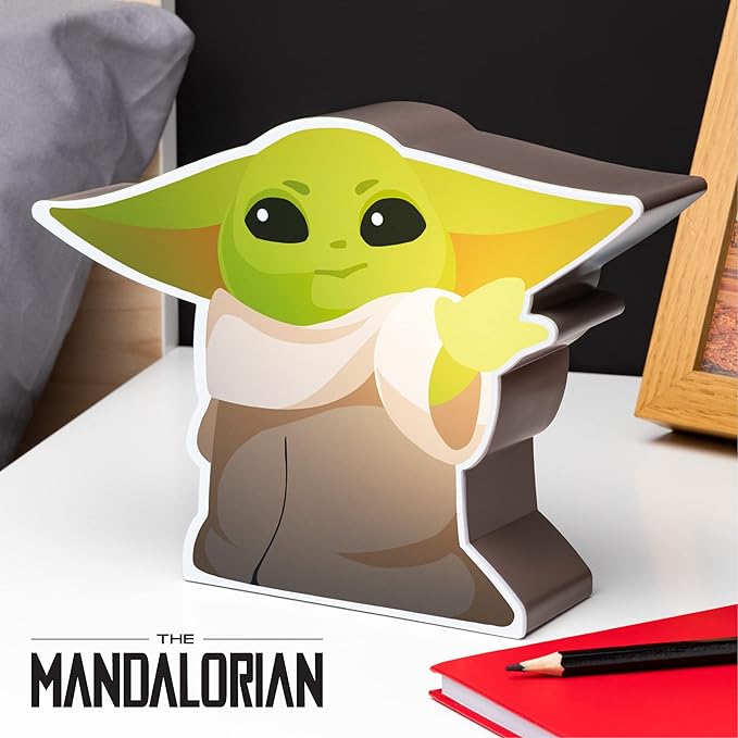 The Mandalorian Baby Yoda Night Light, Grogu The Child Officially Licensed Star Wars Bedroom Decor and Desk Lamp - LeafyLoom