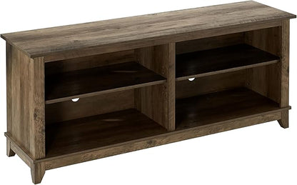 ROCKPOINT 58inch TV Stand Media Console for TV’s up to 65 Inches, Home Living Room Storage Console, Entertainment Center with 4 Open Storage Shelves, Modern TV Console Table (Rustic Oak) - LeafyLoom